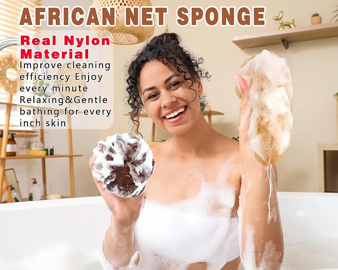 2 Pack African Net Sponge Exfoliating Body Scrubber Bath Sponge - Image 3