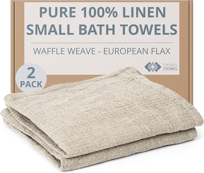Pure Linen Small Bath Towels by THINGSTORIES