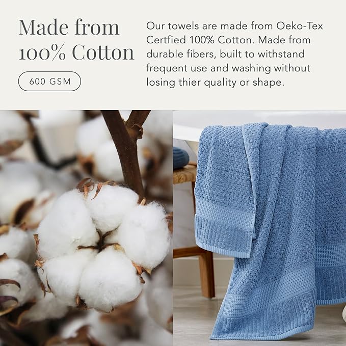 NY Loft 100% Cotton Hand Towel 6 Pack | Super Soft & Absorbent Quick-Dry Hand - Image 4