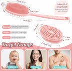 Silicone Back & Body Scrubber Set 2PCS, 13.4'' Gentle Exfoliating Back Scrubber - Image 2