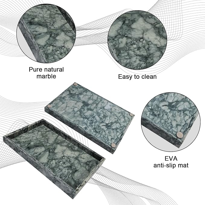 Pure Natural Marble Tray for Bathroom, Sink. Cosmetics, toiletries, etc. can be - Image 3