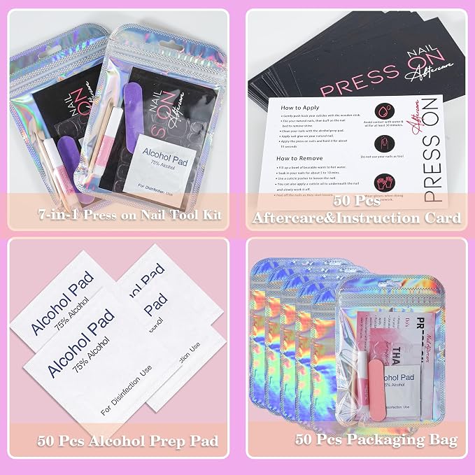 Press On Nail Tool Kit for Nail Business, Nail Prep Application Disposable Kit - Image 5