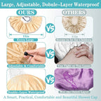 3 Pack Extra Large Double Layer Adjustable Shower Caps - Image 5