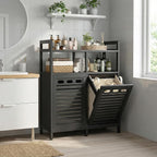 Homykic Tilt Out Laundry Hamper Cabinet, Bamboo Double Laundry Hamper - Image 9