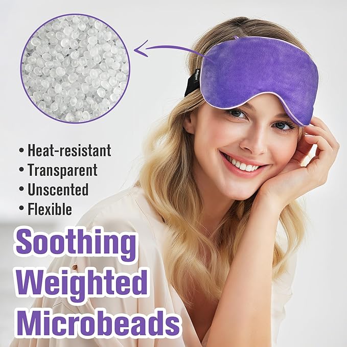 BeHoomi Heated Eye Mask, Weighted Sleep Mask Warm Compress - Image 5