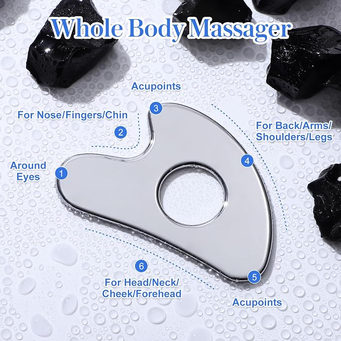 rosenice Gua Sha Facial Tool for Face Skincare Stainless Steel Gua Sha Board - Image 2