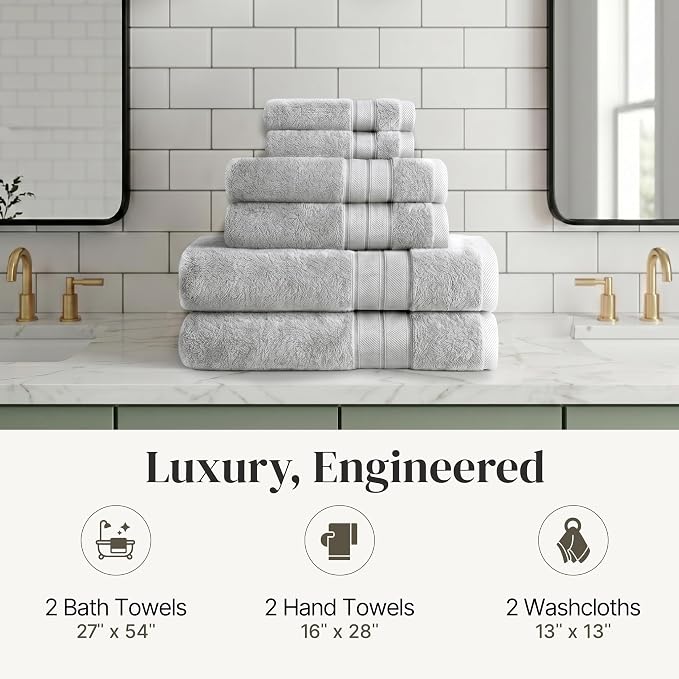 Modern Threads - Spun Loft 6-Piece 100% Combed Cotton Towel Set - Bath Towels - Image 7