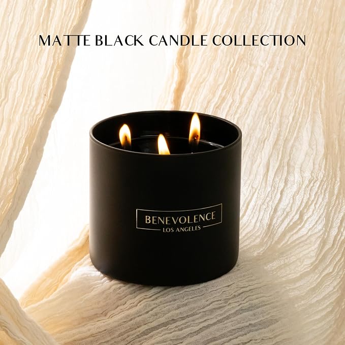 Benevolence LA 3 Wick Candle, Charcoal Large Scented Candle | Soy Candles | - Image 2