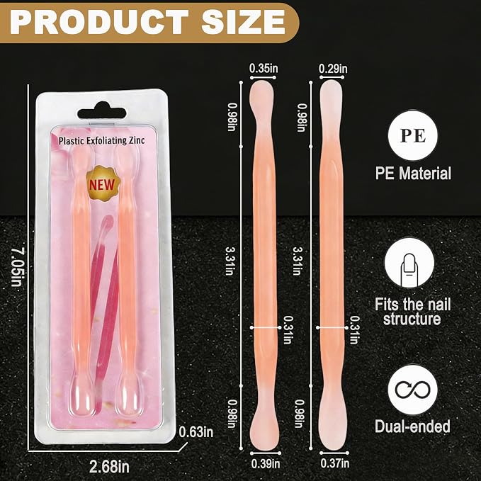 2Pcs Plastic Cuticle Pusher, Dual-end Dead Skin Nail Pusher, Gentle Plastic - Image 6