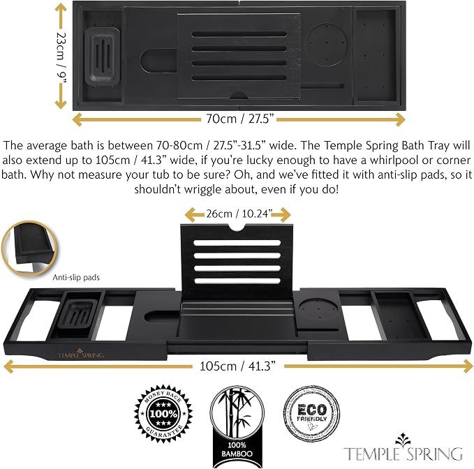 Temple Spring Bamboo Bathtub Tray Caddy - Image 3