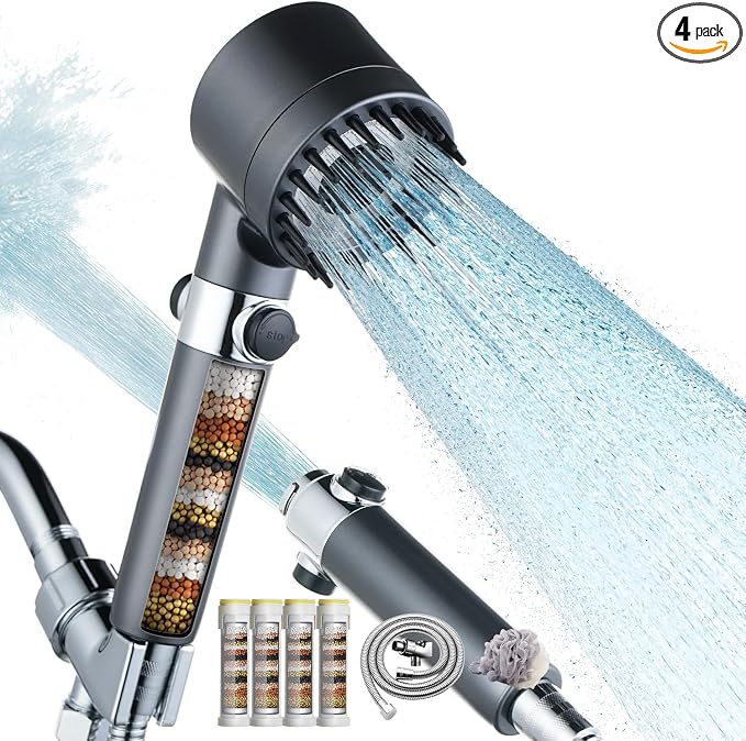 CWPW Filtered Shower Head with Handheld High Pressure 4 Spray Showerhead with by CWPW