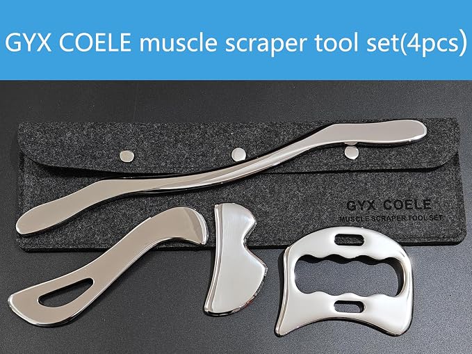 4 in 1 Stainless Steel Muscle Scraper Tools Set, Gua Sha Massage Scraper - Image 7