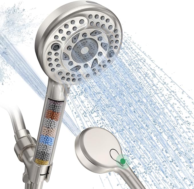 Filtered Shower Head with Handheld, 9-Spray Mode High Pressure Detachable by SunCleanse