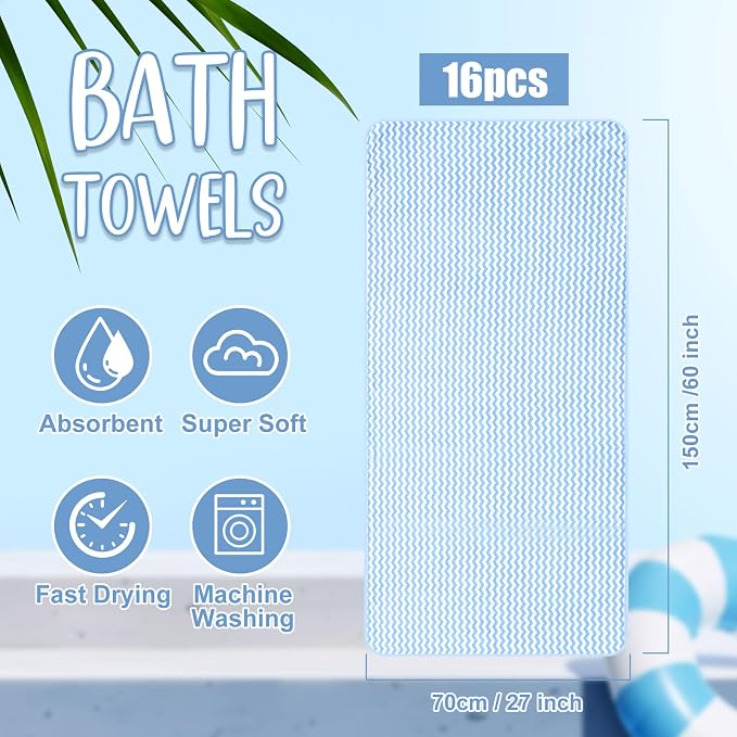 SmoothNovelty 16 Pack Microfiber Bath Towels Bulk 27'' x 60'' Oversized Size - Image 2