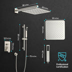 SR SUN RISE 12 Inch Square Shower System, Rain Shower Head and Slide Bar - Image 5