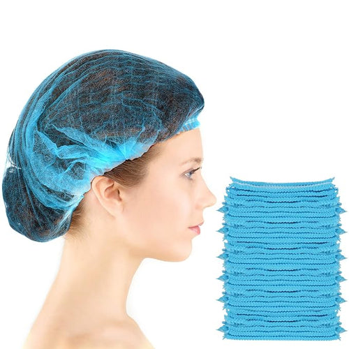 100 Pcs Disposable Nonwoven Bouffant Caps 21 Inch Hair Net Elastic Cap Hair by Geyoga