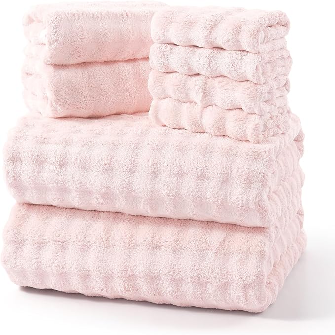 REDKISS Soft Bath Towel Sets 8-Piece, Microfiber Quick Dry & Absorbent by REDKISSOnline