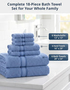 LANE LINEN Bathroom Towels Set of 18 – Zero Twist, 100% Mercerized Cotton Towel - Image 2