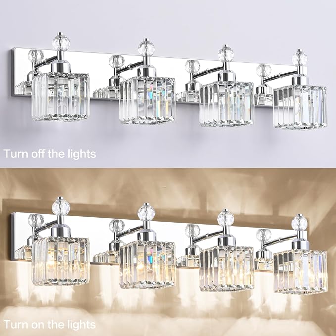 PRESDE Crystal 4 Light Bathroom Vanity Lights Chrom Vanity Light - Image 6