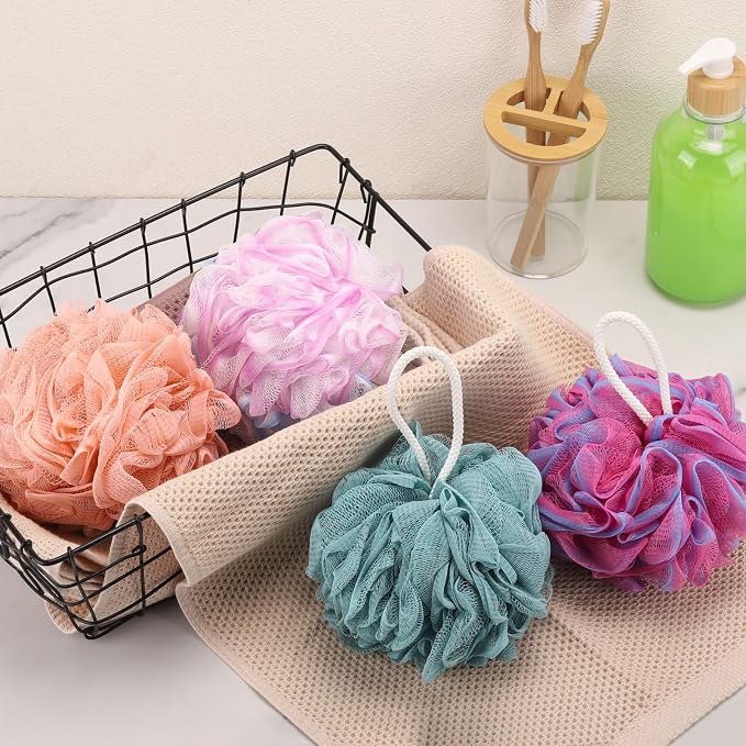 BTYMS 75g/pc Bath Loofah Mesh Puffs, Large Body Exfoliating Shower Sponges - Image 7