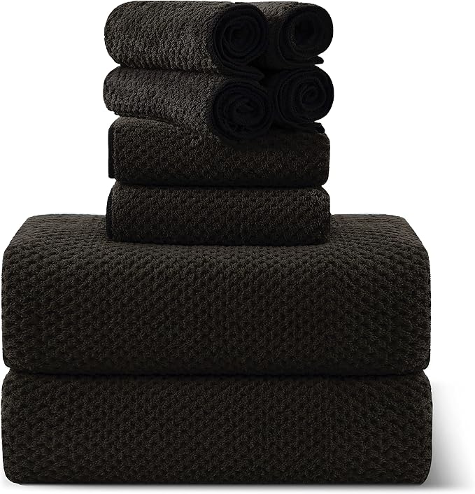 8-Piece Brown Bath Towel Set, 2 Extra Large Bath Towel Sheets, 2 Hand Towels by Smuge