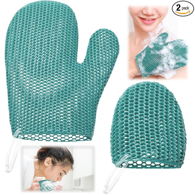Karenhi 2 Pcs Honeycomb Exfoliating Glove Set Exfoliating Bath Mitt Honeycomb by Karenhi