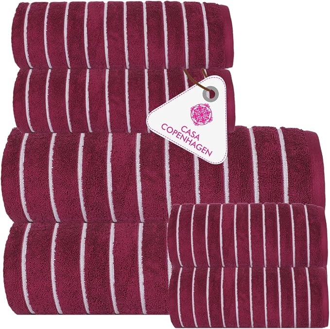 CASA COPENHAGEN Ecstatic 6Pcs 100% Egyptian Cotton Large Designer Towels Gift by CASACOPENHAGEN