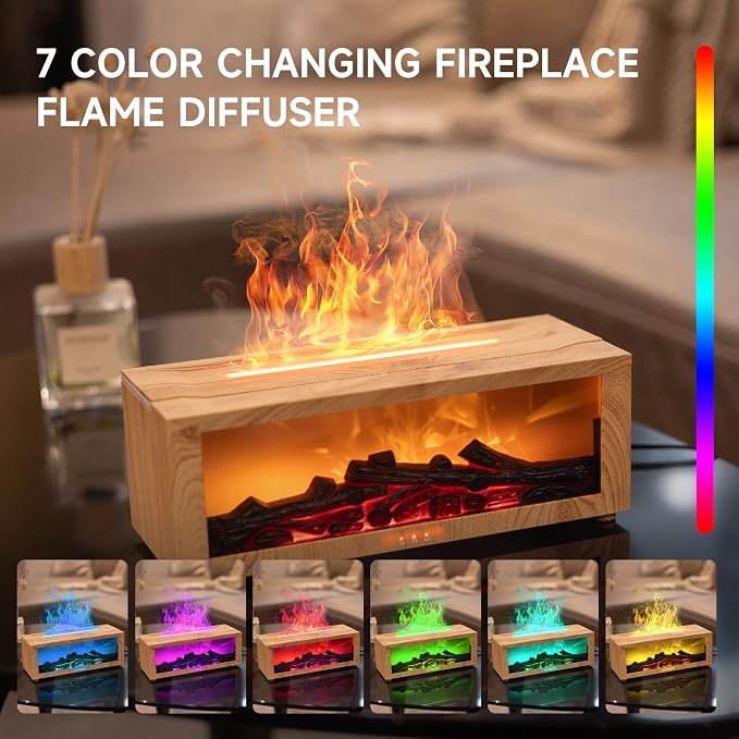 TMEHM Fireplace Flame Air Diffuser Humidifier, 7 Colors Aromatherapy Essential - Image 5
