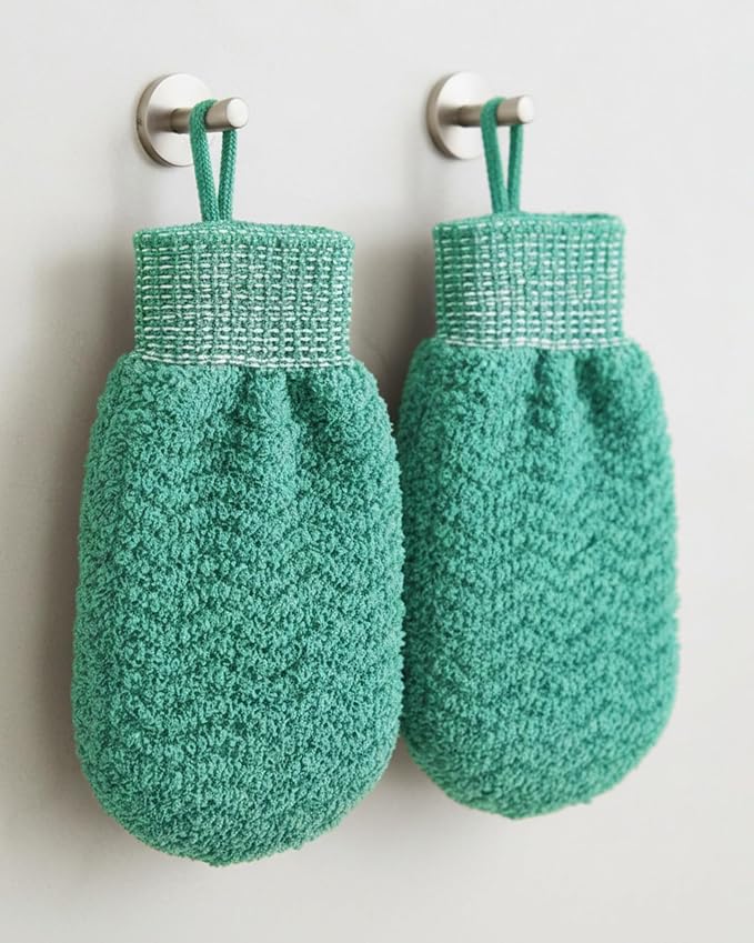 Exfoliating Gloves 2 Pack, Wave Texture Exfoliating Mitt - Image 9