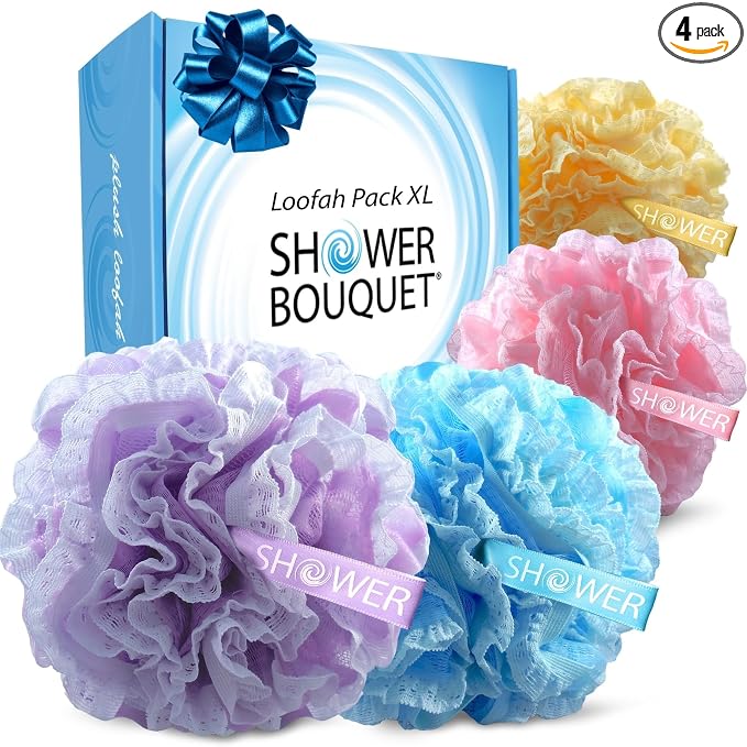 Loofah-Bath-Sponge Lace-Mesh-Set // 2-Scrubs-in-1 by Shower Bouquet/Large Full by ShowerBouquet%C2%AE