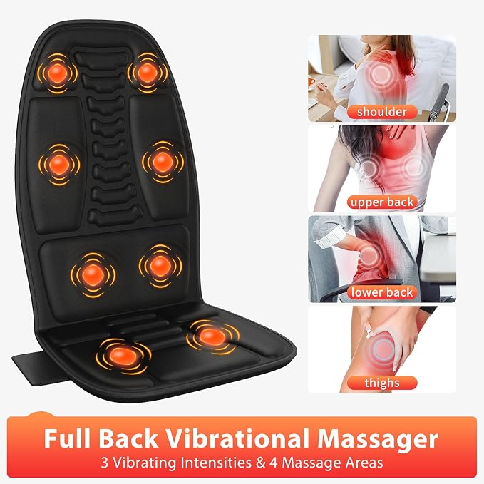 Back Massager with Heat, Massage Chair Pad with 5 Modes & 2 Heat Levels - Image 2