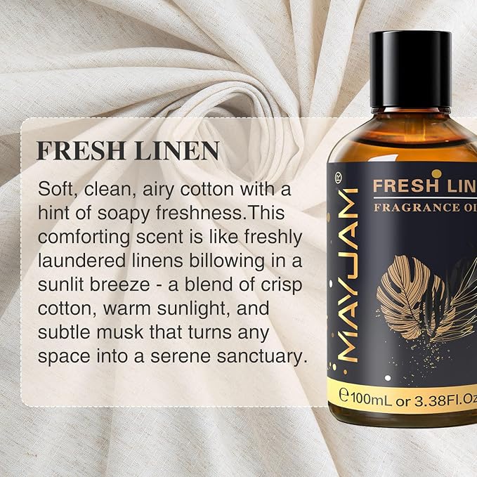 MAYJAM 100ML/3.38FL.OZ Fresh Linen Fragrance Oils - Image 3