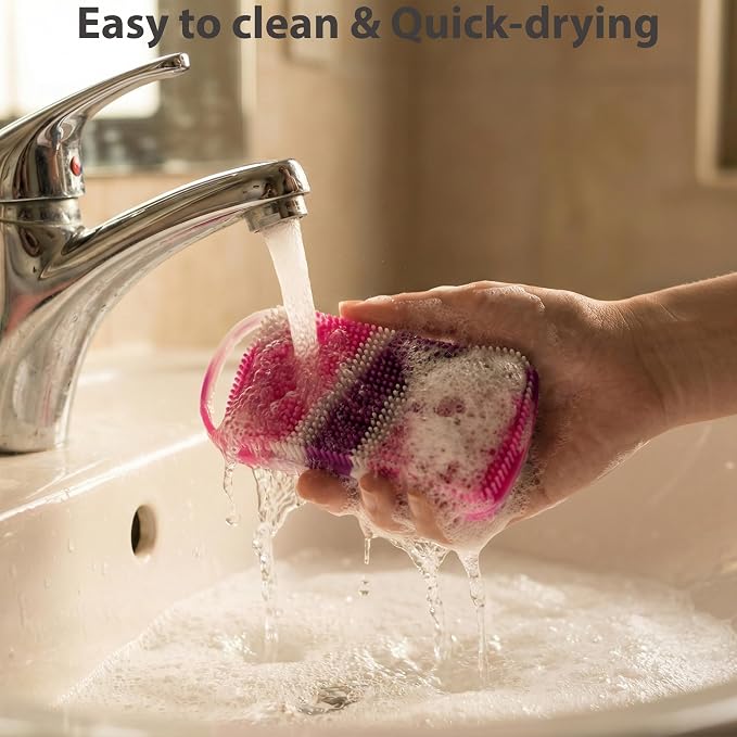 2 PC Silicone Body Scrubber, 2 in 1 Exfoliating Shower Bath Scrubber, Soft - Image 4