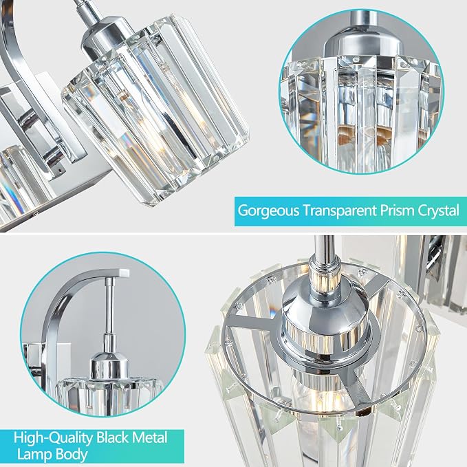 Modern Bathroom Vanity Light, 4-Light Chrome Wall Sconce - Image 2