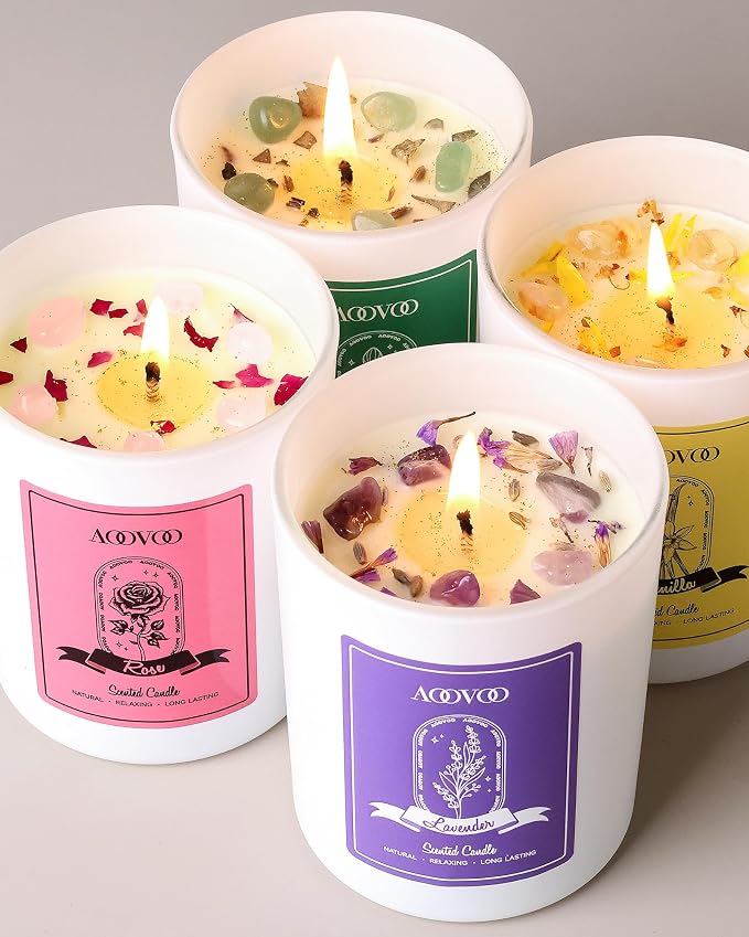 AOOVOO Rose/Vanilla/Eucalyptus/Lavender Scented Candles - Image 6