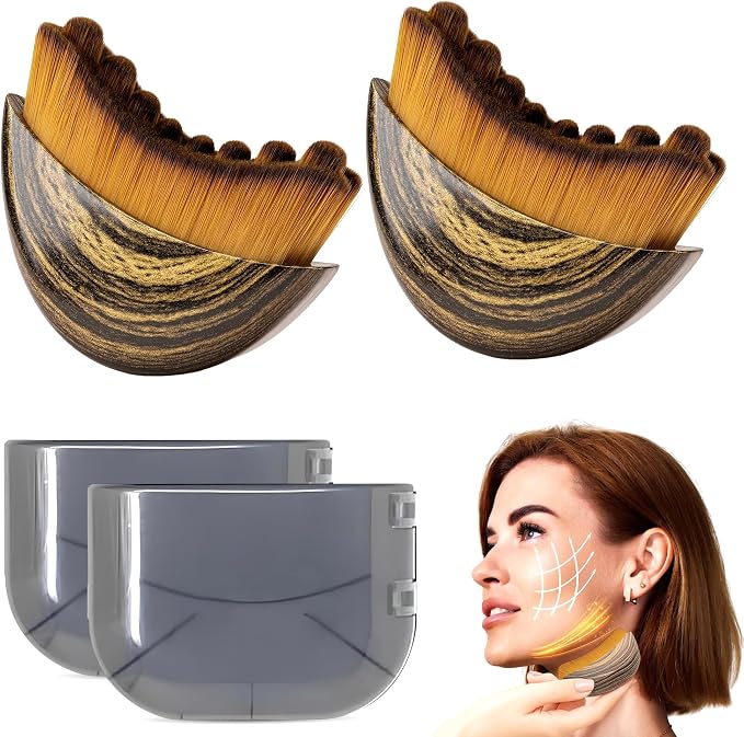 Pack of 2 Lymphatic Contour Face Brush, Lymphatic Drainage Massager, Double by Puur+House