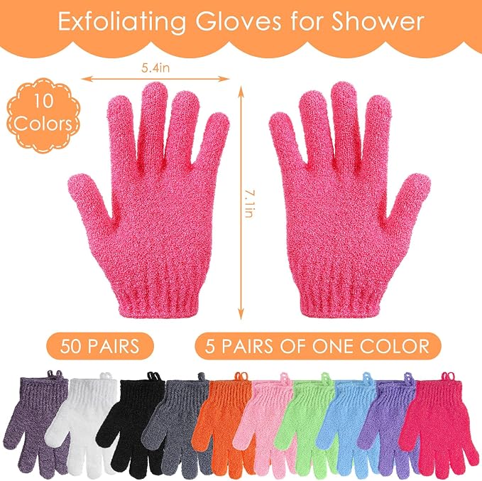 FoldTier 100 Pcs Exfoliating Gloves Bulk - Image 2