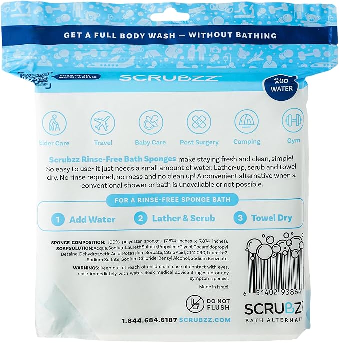 Scrubzz Disposable Rinse Free Bathing Wipes - Image 7