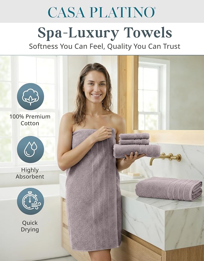 Casa Platino 100% Ringspun Cotton Bath Towel Set - Image 2