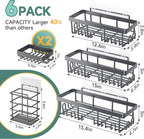 Veken Rustproof & Waterproof Shower Caddy 6-Pack, No Drilling Adhesive Shelves - Image 7