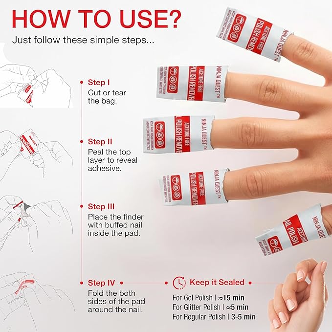 Nail Polish Remover Pads 100% Non Acetone - Image 5