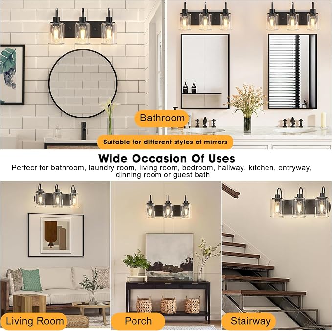 Baocuz 3-Light Bathroom Light Fixtures, Modern Bathroom Wall Lamp - Image 6