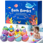 12 PCS Natural Bath Bombs with Toys Inside, Upgrade Fizzy Bubble Bath Gift Set by Unknown