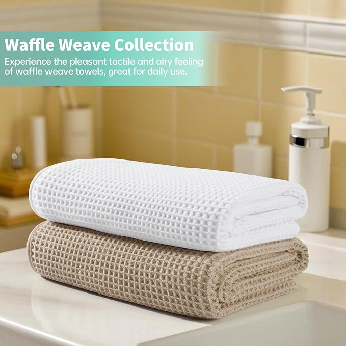 MICROFI New Microfiber Waffle Bath Towels, 2 Pieces, Fast Drying, Lint Free 430 - Image 6