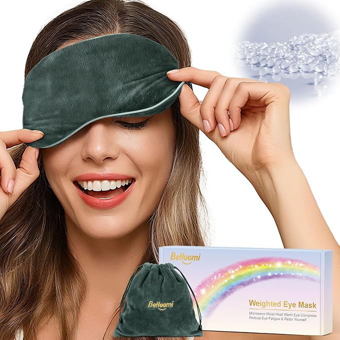 BeHoomi Heated Eye Mask, Weighted Sleep Mask Warm Compress by BeHoomi