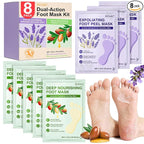 5Pack Moisturizing＆3Psck Foot Peeling Foot Mask, Hydrating Foot Masks Dry by BESNEL
