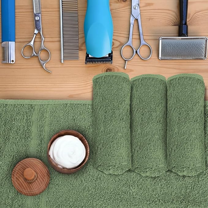 24 Pack Green Hand Towel 100% Cotton Spa Towel – 16x26 inches Highly Absorbable - Image 4