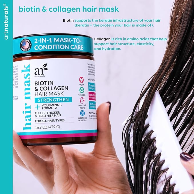 Artnaturals Biotin & Collagen Hair Mask – Strengthening & Volumizing Treatment - Image 2