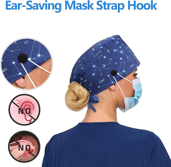Satin Lined Scrub Cap, Adjustable Surgical Cap - Image 2