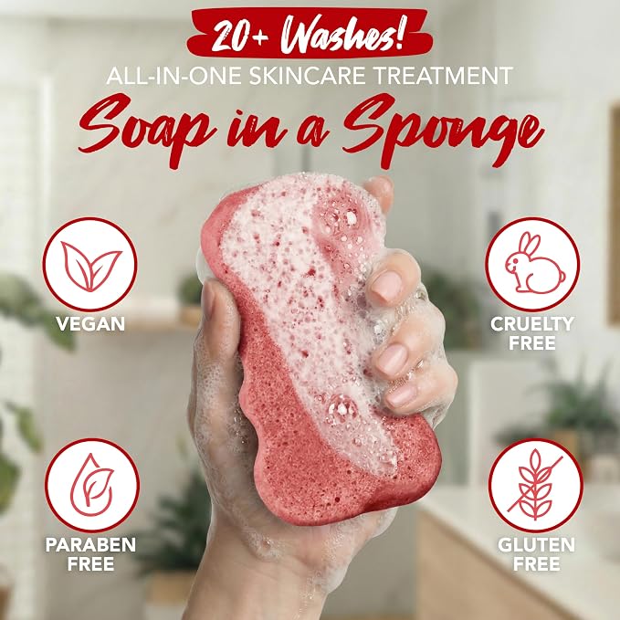 Spongeables Body Wash in a 20+ Wash Sponge, Pomegranate Punch - Image 3